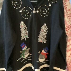 Mercer Street Studio Black Women’s Christmas sweater,‎ full zip